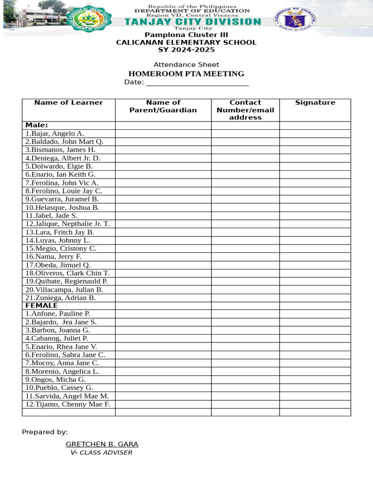 Attendance Dagyaw Sheet | PDF