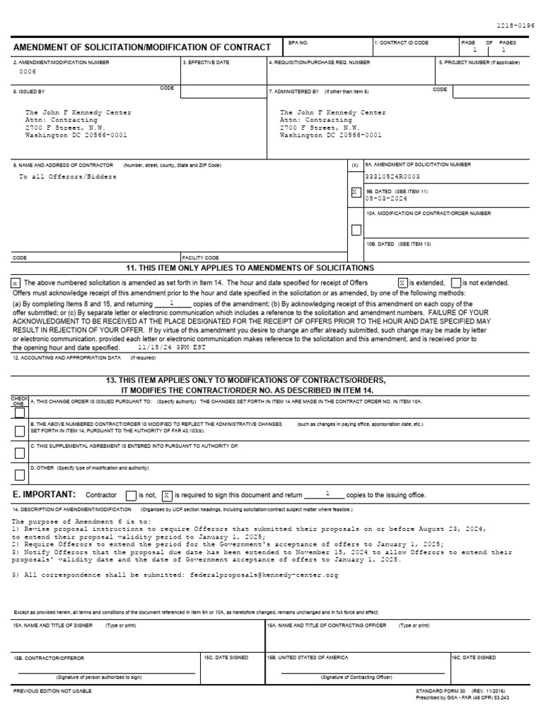 Amendment 6 to Contract Proposal Guidelines | PDF | Offer And ...