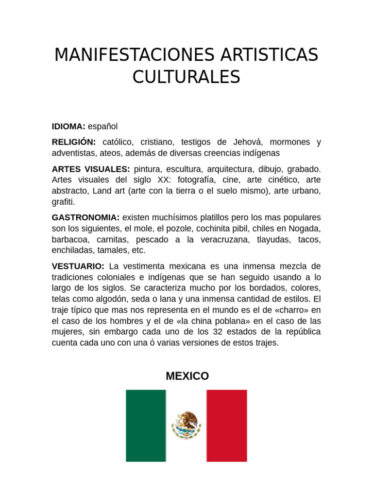 Manifestaciones artísticas en México | PDF