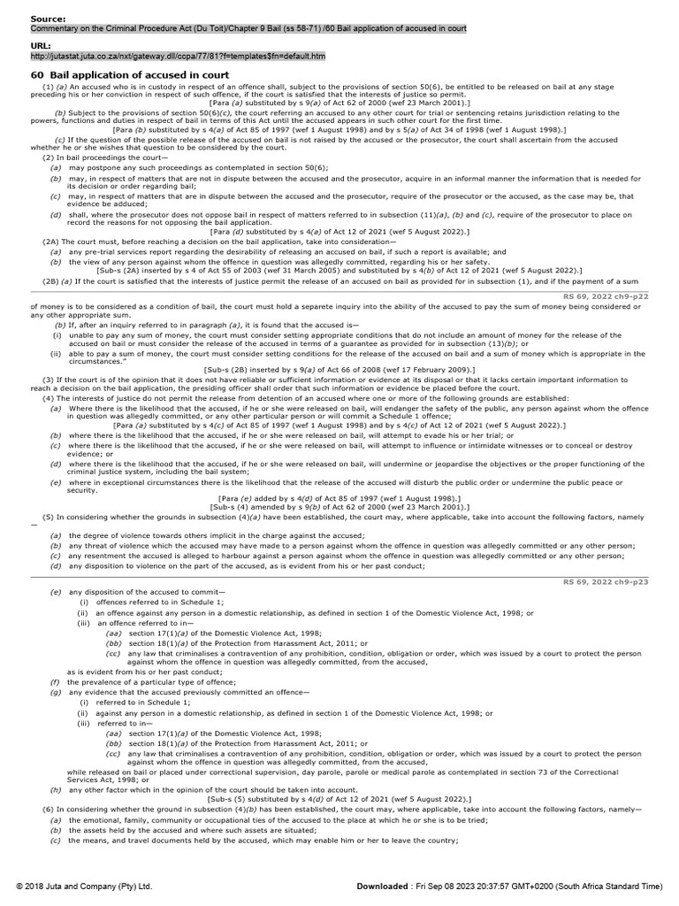 Bail Application Under Section 60(11)(b) | PDF | Bail | Criminal ...