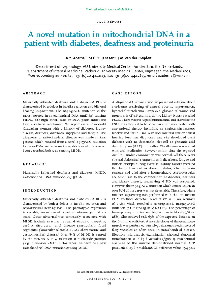27966441 | PDF | Mitochondrial Dna | Diabetes