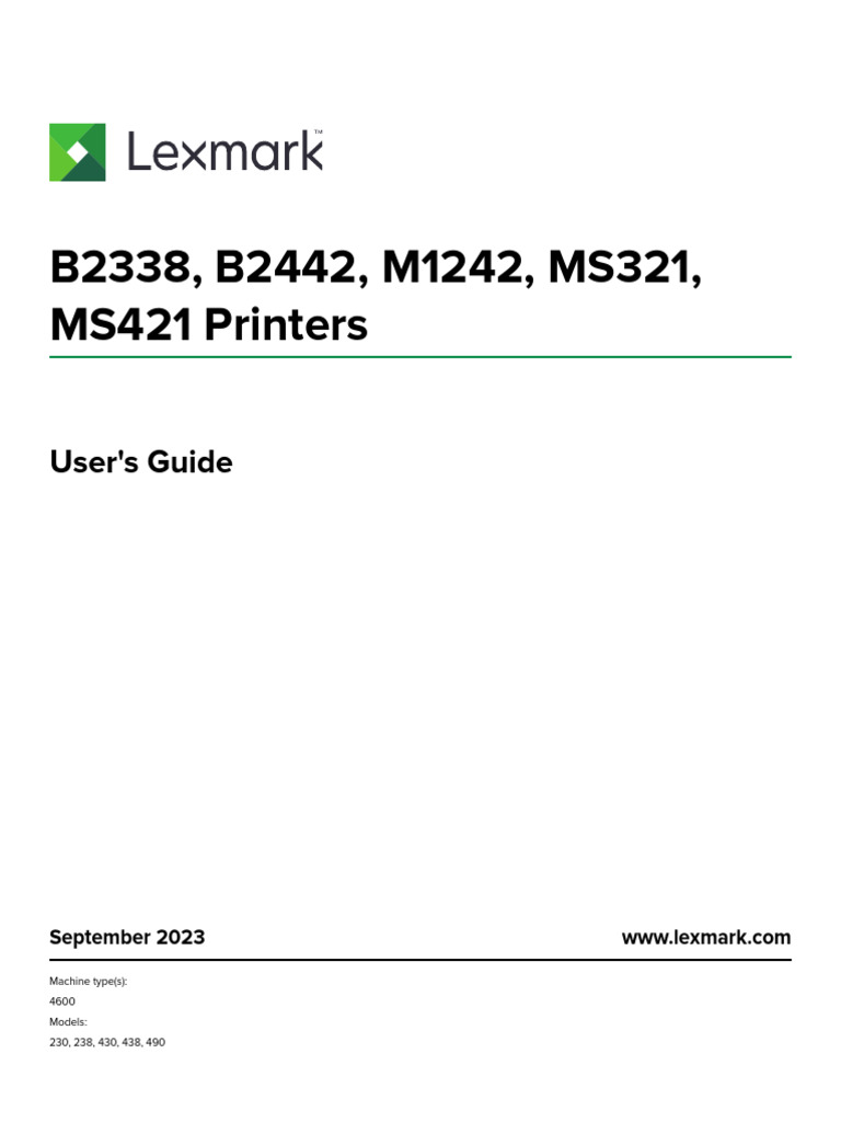 Lexmark B2338 B2442 M1242 MS321 MS421 UsersGuide en | PDF | Menu ...