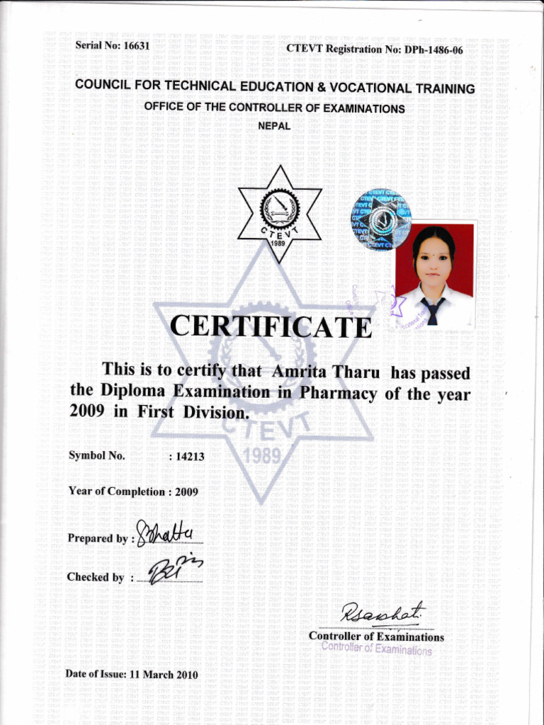 CTEVT Certificate Sample Document | PDF