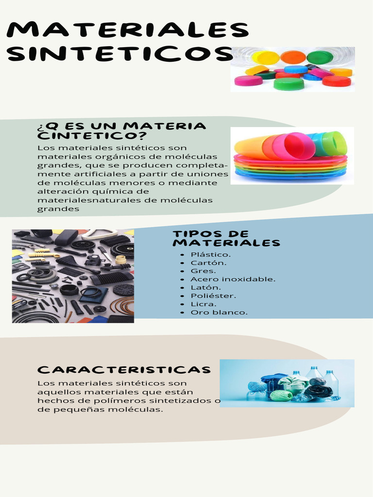 Tipos y características de materiales sintéticos | PDF