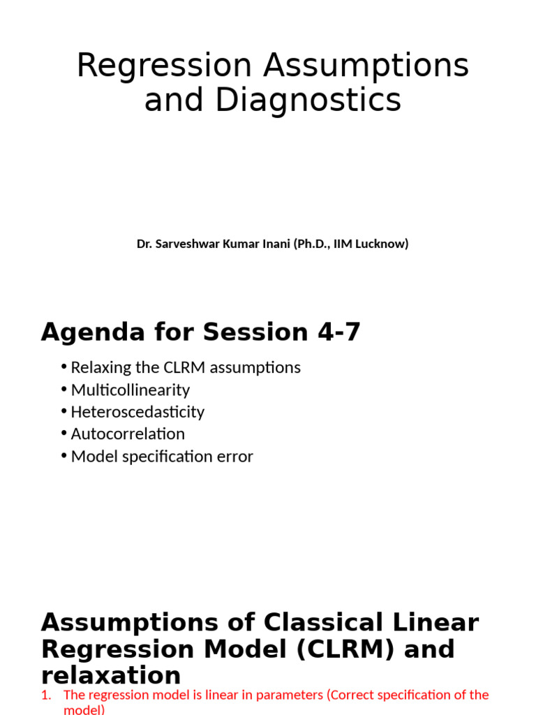 OLS Assumptions and Diagnostics | PDF | Ordinary Least Squares | Errors ...