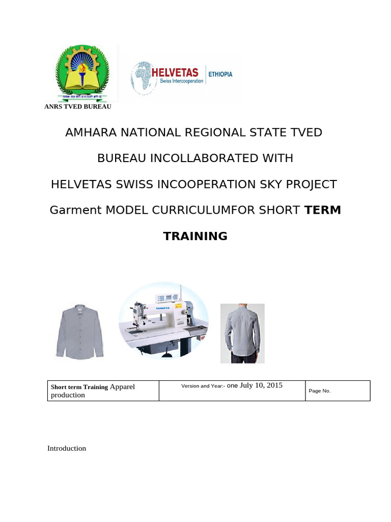 Apparel Production Curriculum Overview | PDF | Sewing | Seam (Sewing)