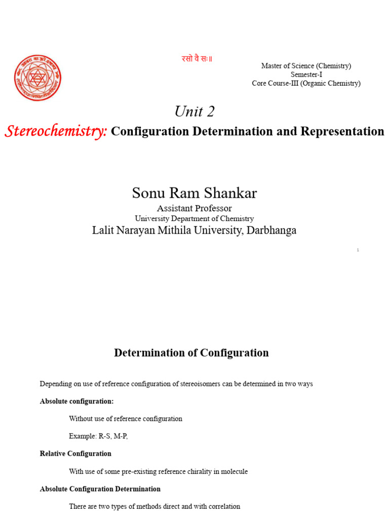 Stereochemistry: Configuration Methods | PDF | Chirality (Chemistry ...