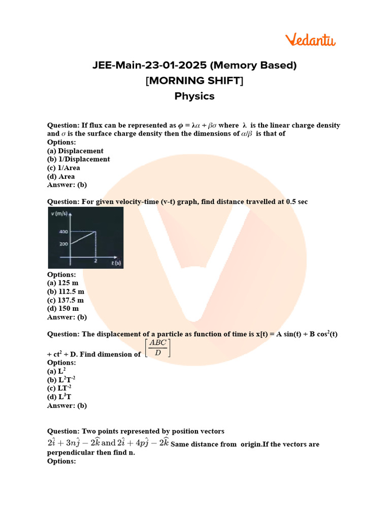 JEE Main 2025 Physics & Chemistry Questions | PDF | Gases | Quantity