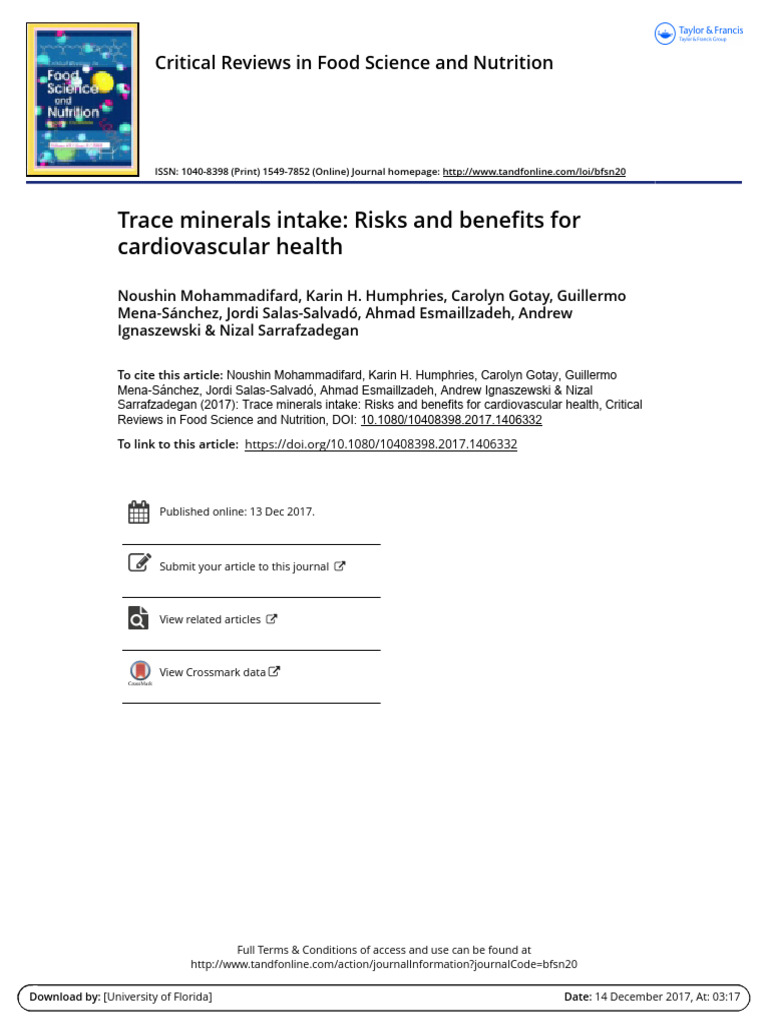 Intravenous Trace Minerals and CVD Risks | PDF | Cardiovascular ...