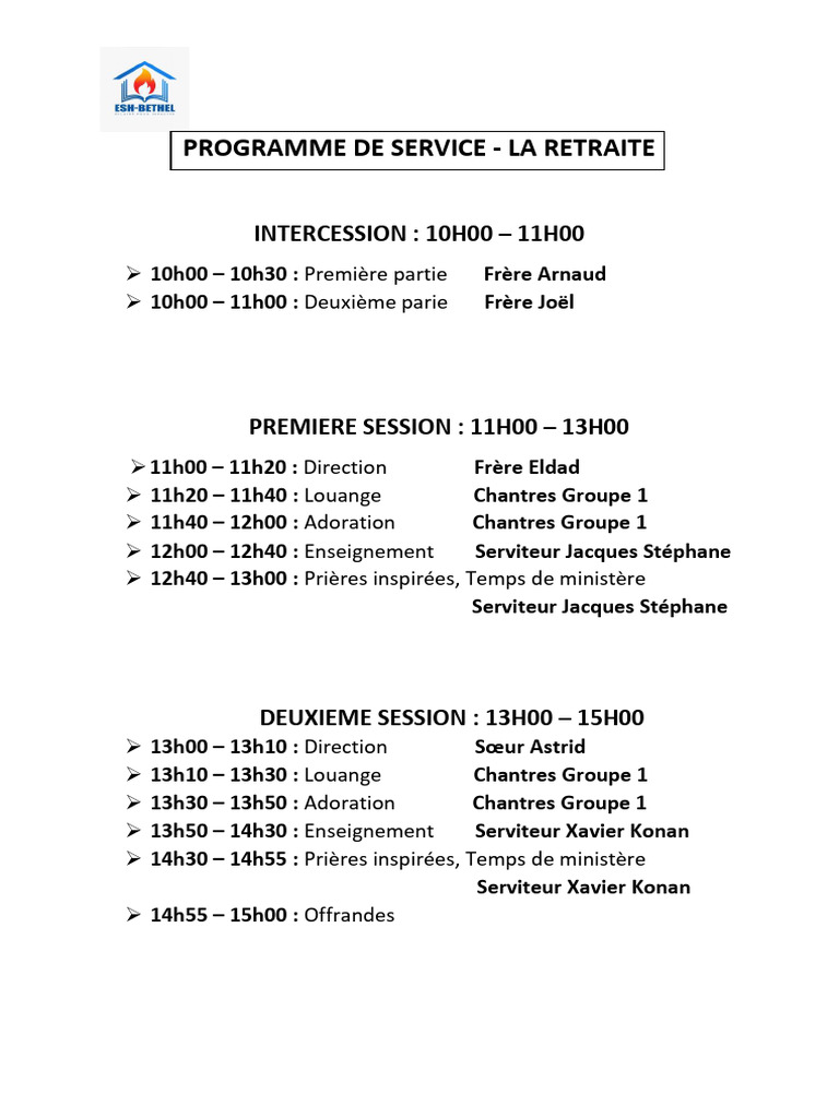 Programme de Service de Retraite 2023 | PDF