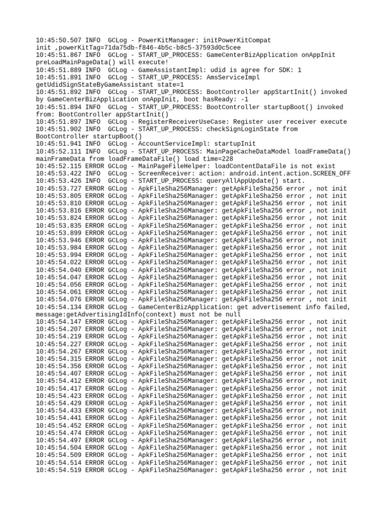 GameCenterBizApplication Startup Log | PDF | Computing | Software