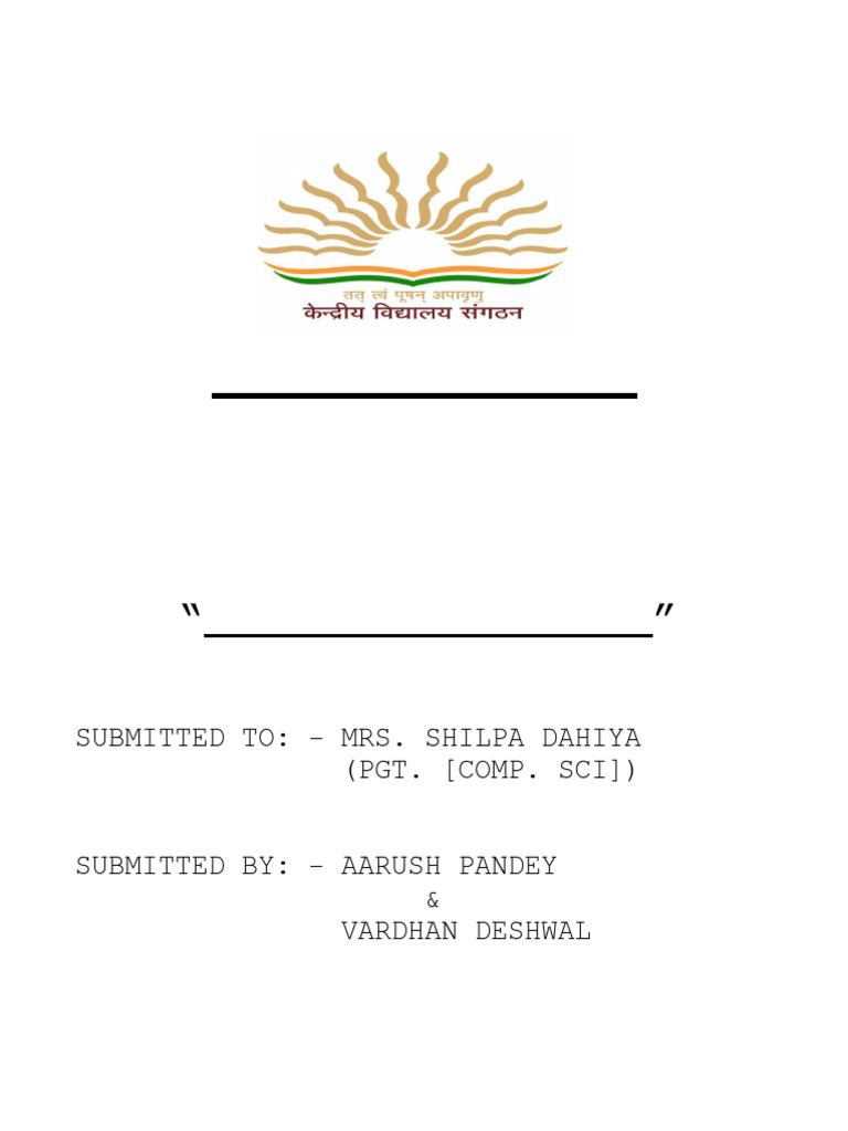 PM Shri KV No.1: Computer Science Project ON Data Type Student | PDF ...
