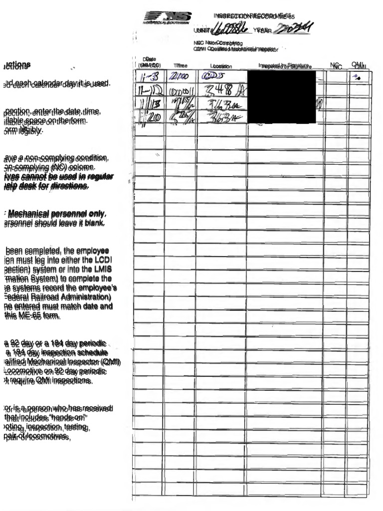Daily Locomotive Inspection Record | PDF | Rolling Stock | Locomotives