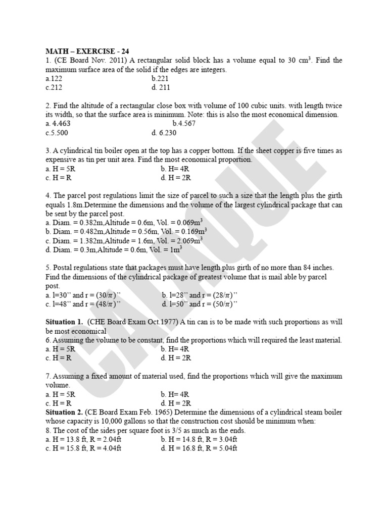 Math-Exercise24 | PDF | Volume