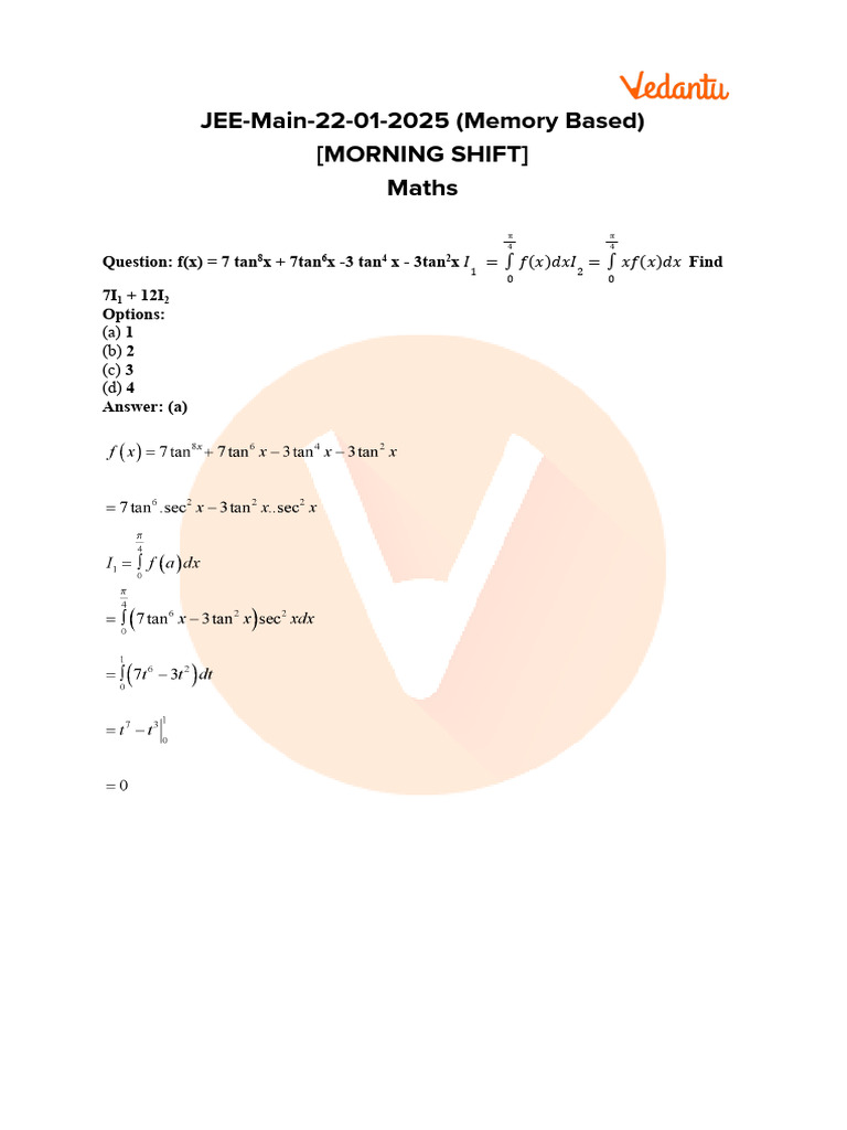 Jee Main Morning Shift Mathematics | PDF | Geometry | Mathematics
