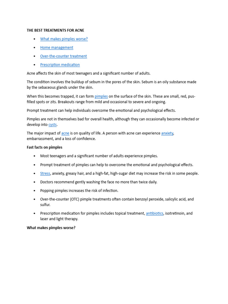Effective Acne Treatment Options | PDF | Pimple | Topical Medication