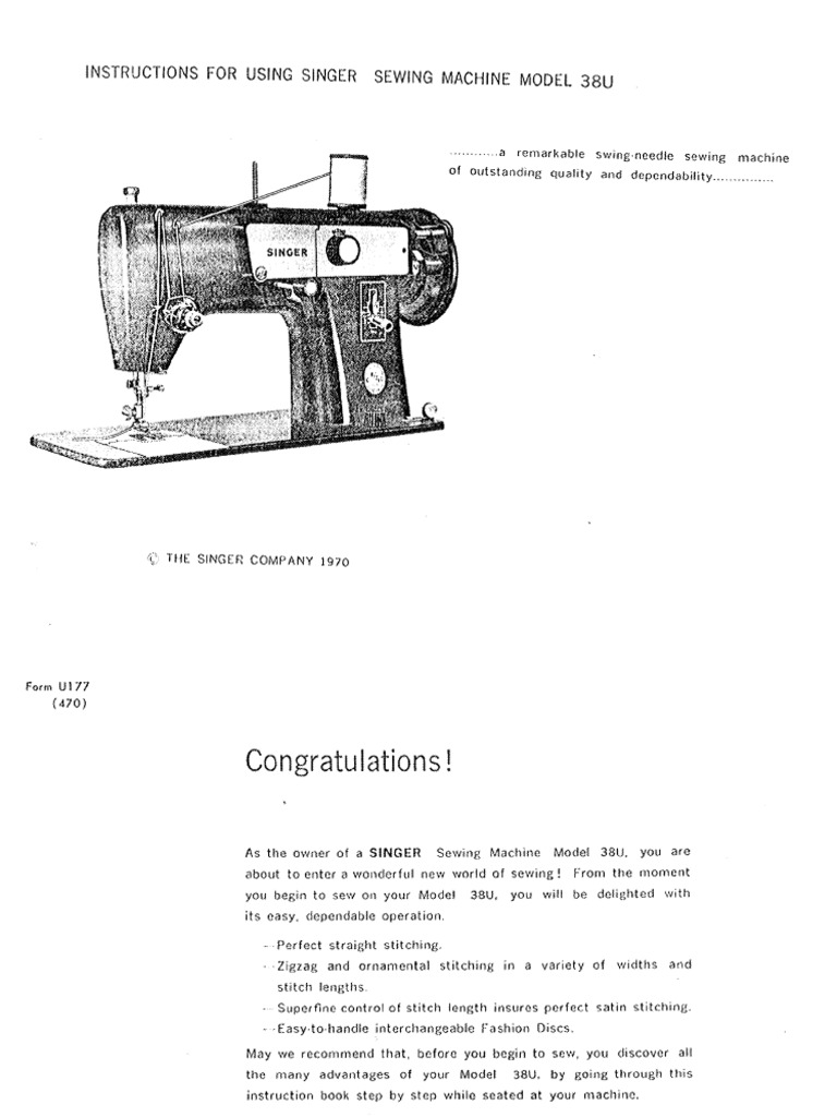SINGER 38U Sewing Machine | PDF