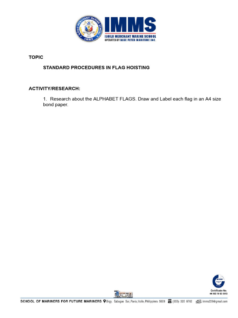 Actitivity 1 STANDARD PROCEDURES IN FLAG HOISTING | PDF