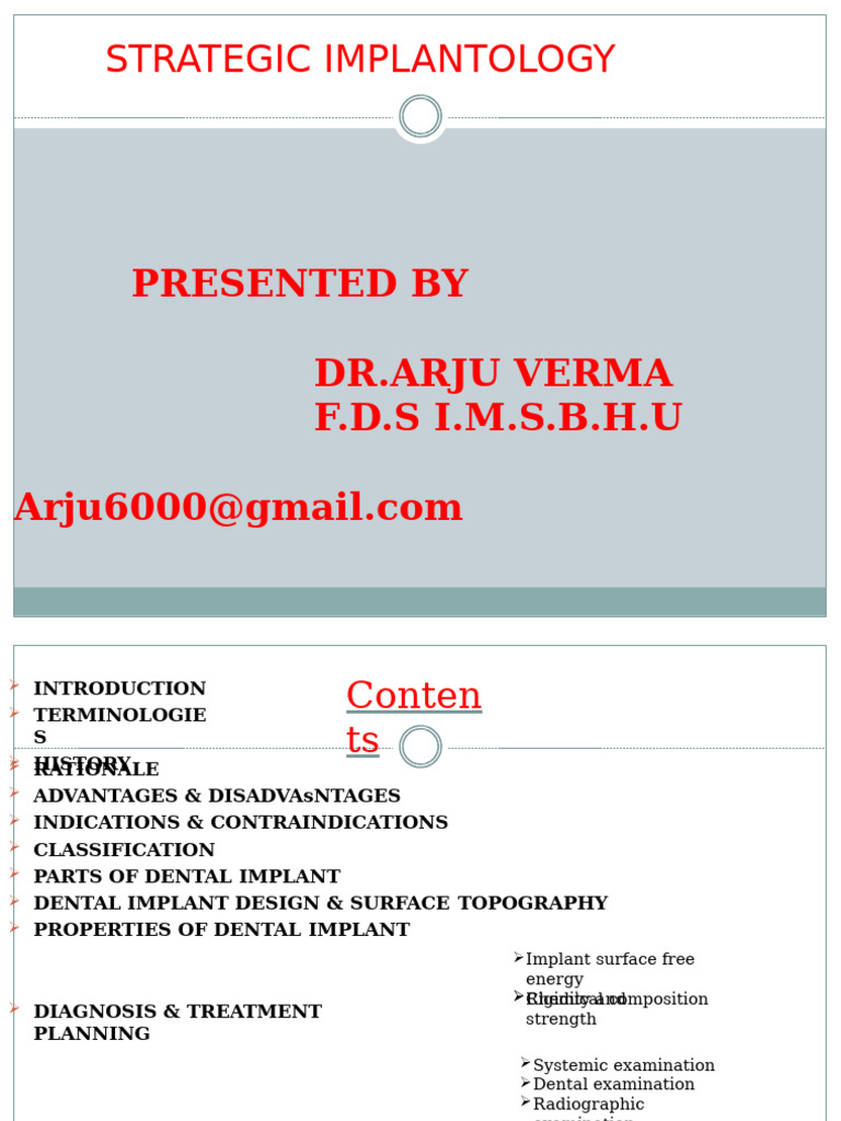 Strategic Implantology Overview | PDF | Dental Implant | Dentistry Branches