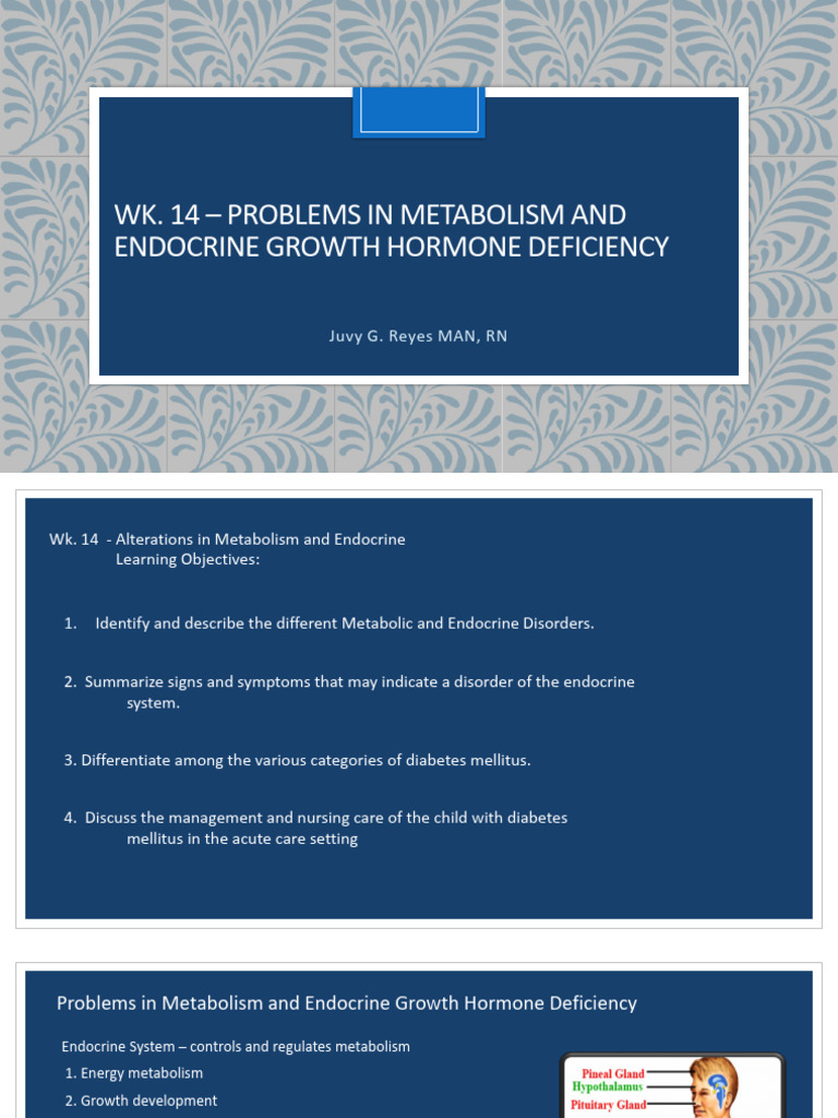Wk. 14 Problems in Metabolism and Endocrine Hormones Student | PDF ...
