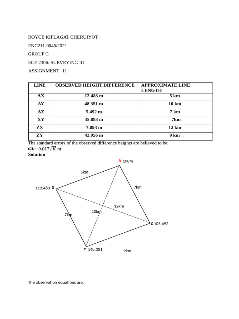 Surveying III: Height Difference Analysis | PDF