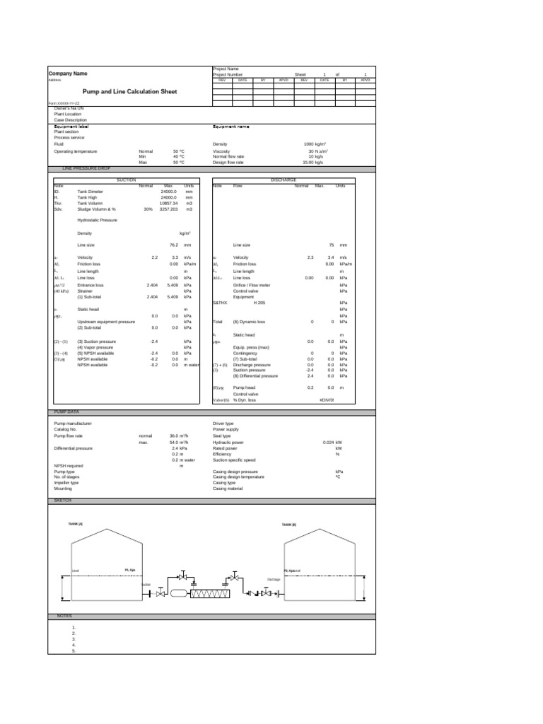 Pump_and_Line_Calc | PDF | Pump | Chemical Engineering