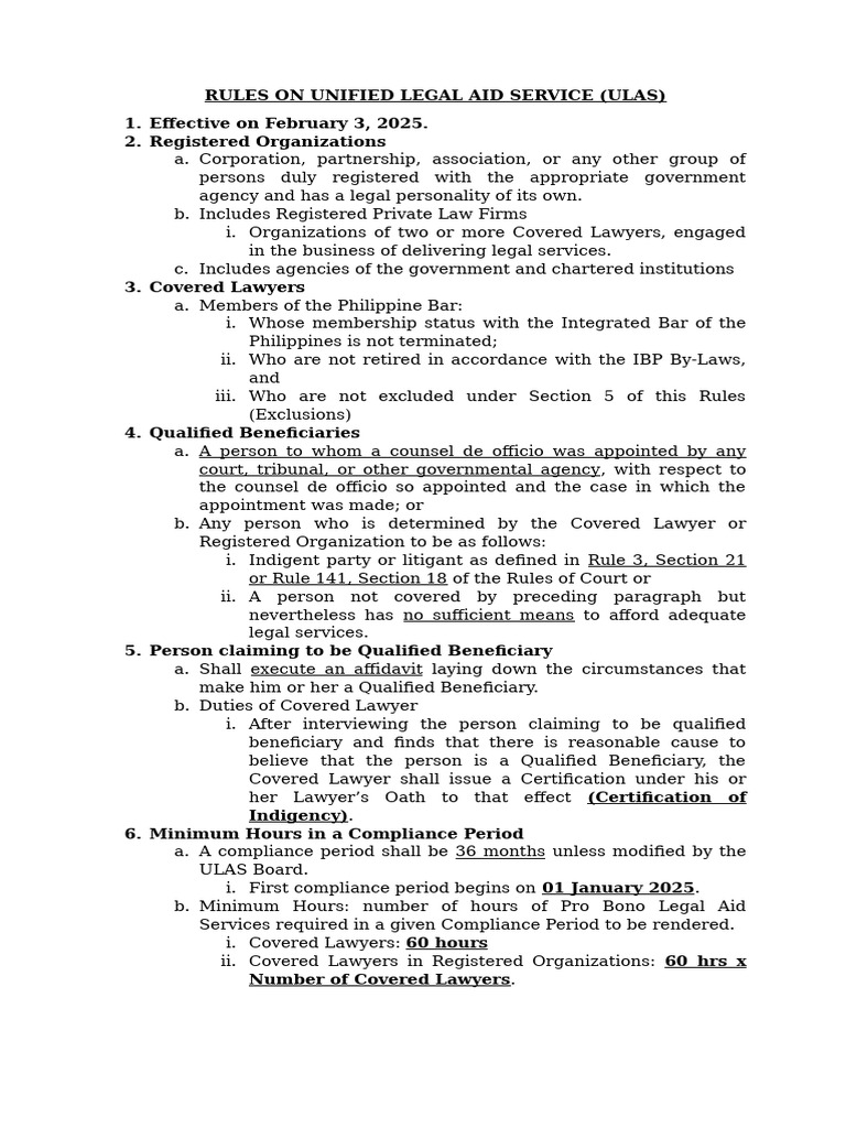 ULAS Rules for Legal Aid Compliance | PDF | Lawyer | Legal Aid