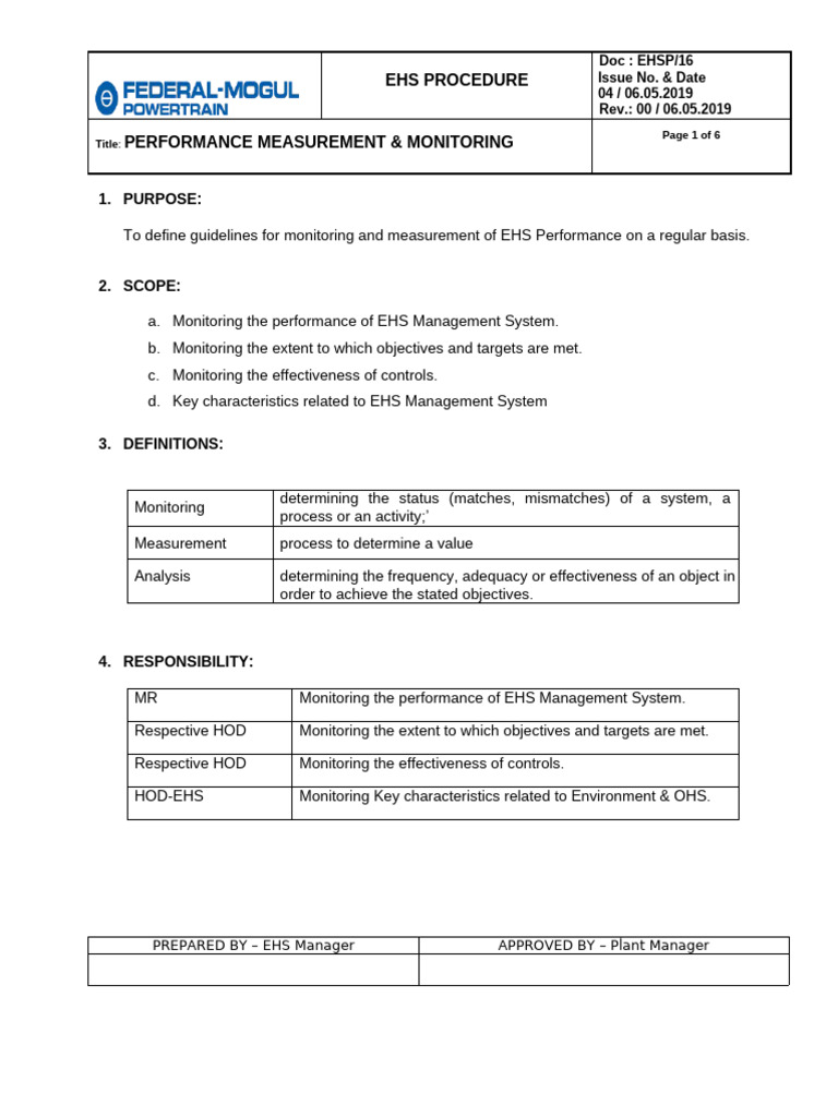 16. EHS_PROC_16-Monitoring & Measurement | PDF | Calibration