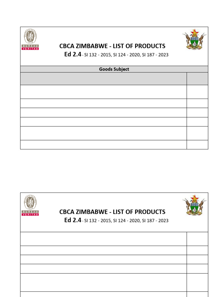 CBCA Zimbabwe Product List 2023 | PDF | Alcoholic Beverages ...