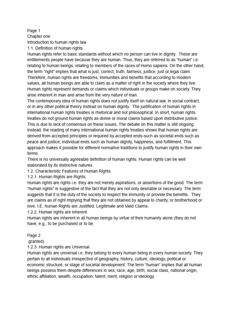 Human Rights Law Chapter One Handout | PDF | Human Rights | State Of ...