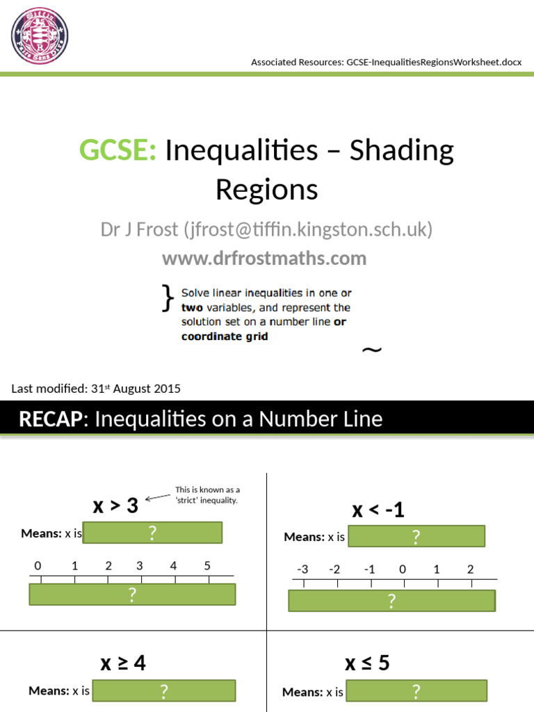GCSE Inequalities: Shading Regions Guide | PDF
