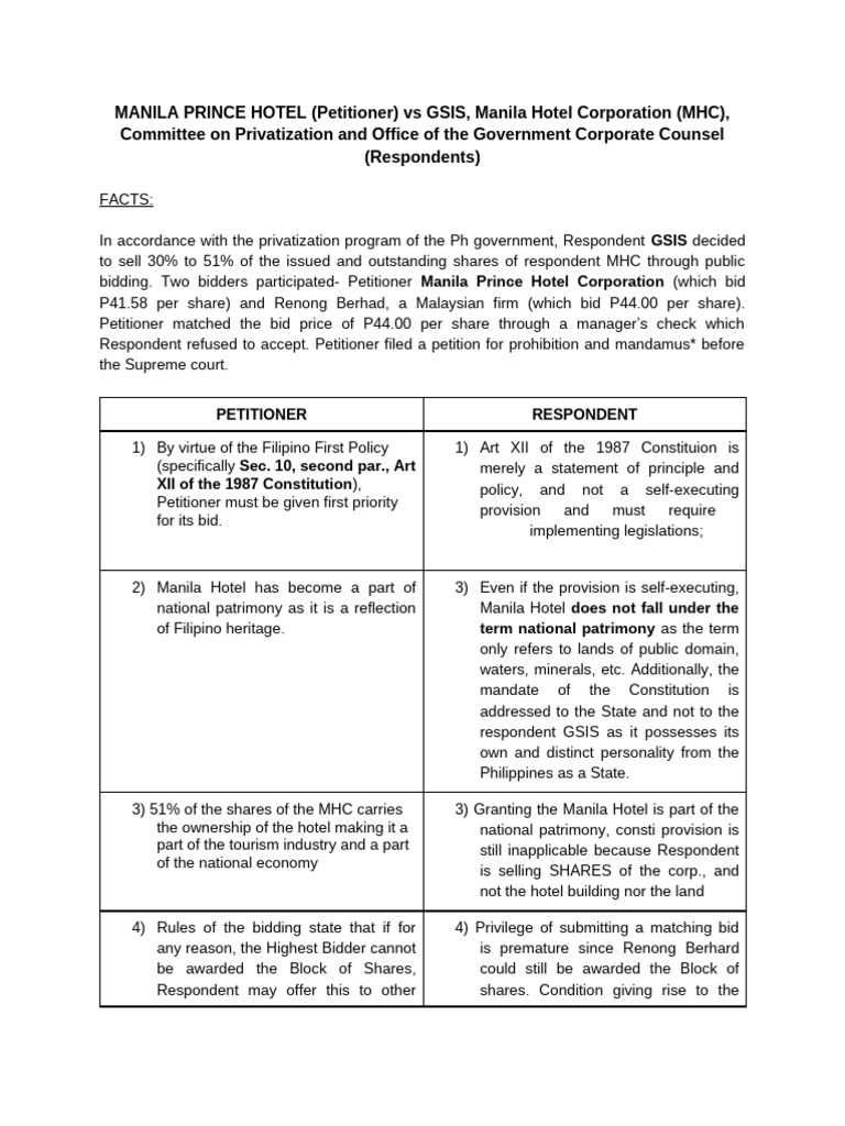 Manila prince hotel v gsis gr 122156 pdf constitution common law