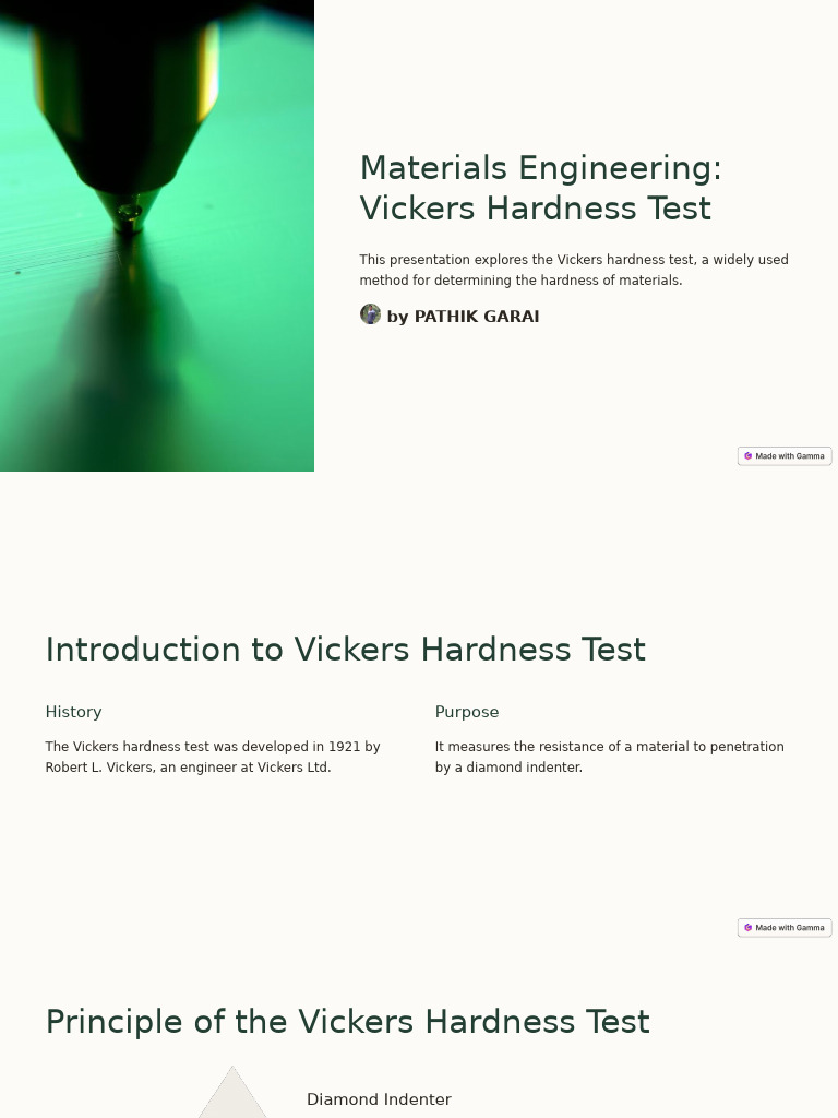Vickers Hardness Test Overview | PDF | Hardness | Physical Sciences