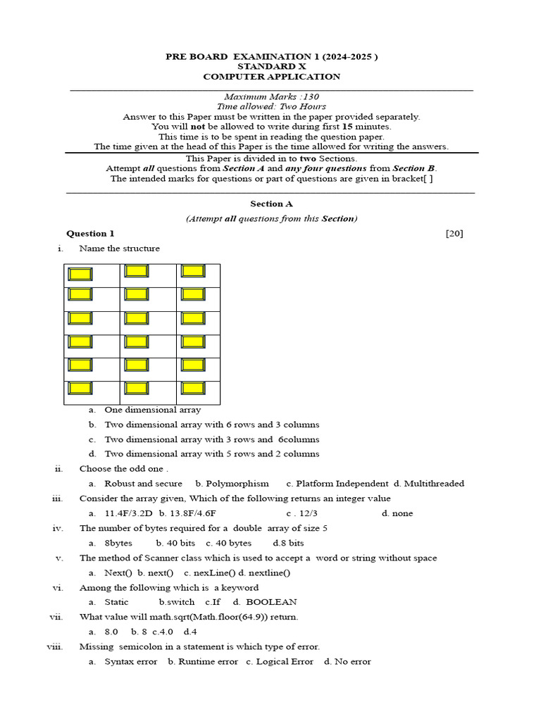 Standard X Computer Application Exam 2024 | PDF | Parameter (Computer ...