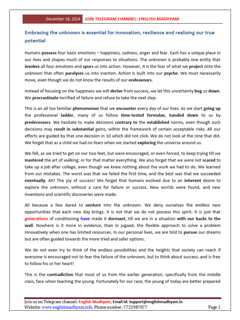 Embracing the Unknown for Innovation | PDF | Verb | Adverb