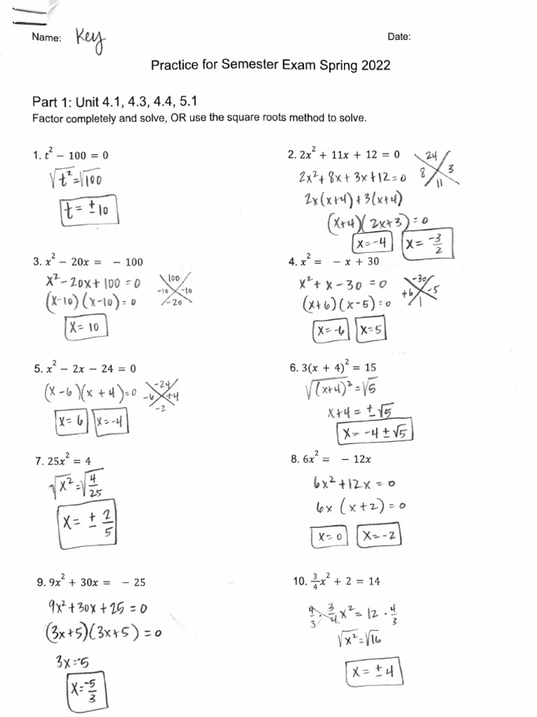 Spring Review KEY ALL-1 | PDF