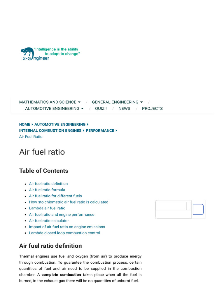 Air Fuel Ratio | PDF | Combustion | Diesel Engine