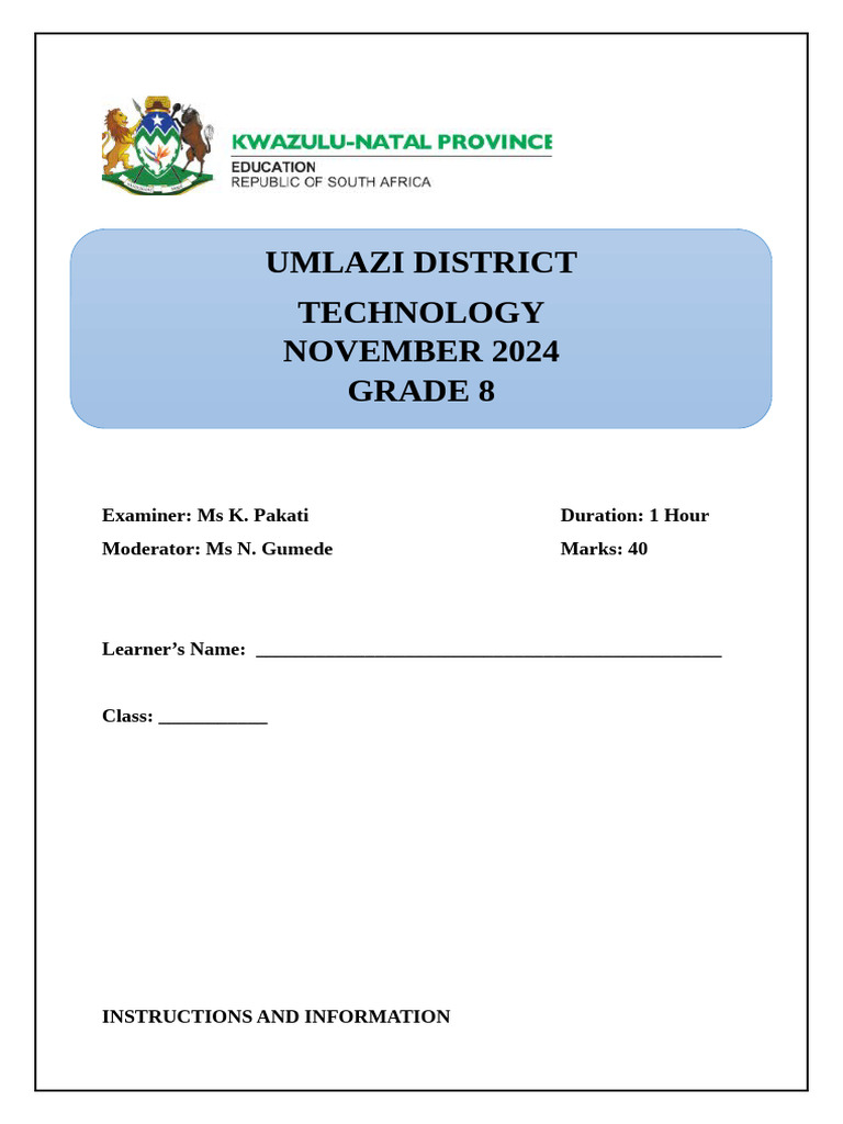 Technology Exam November | PDF | Resistor | Gear