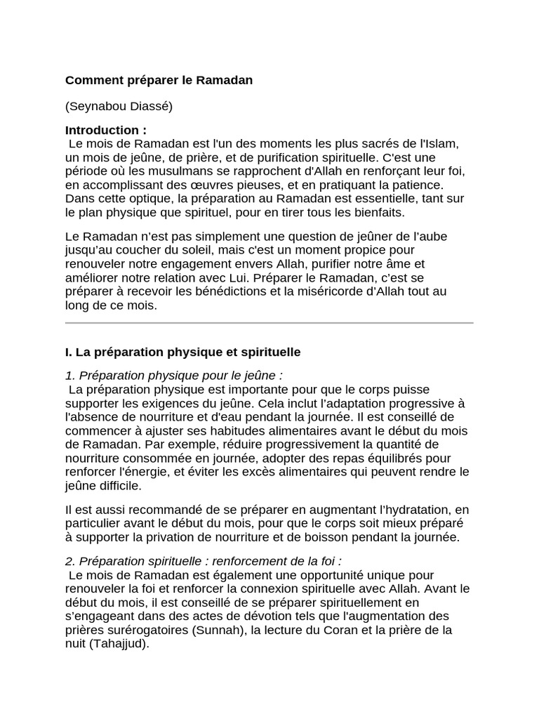 Préparer son cœur pour le Ramadan | PDF | Ramadan | Jeûne