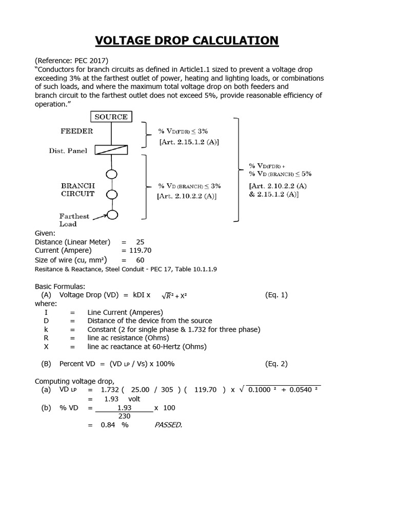 Voltage Drop Calculation Guide | PDF