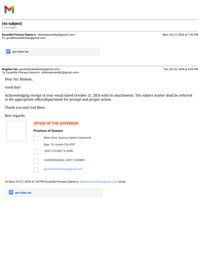 Acknowledgment of Document Receipt | PDF