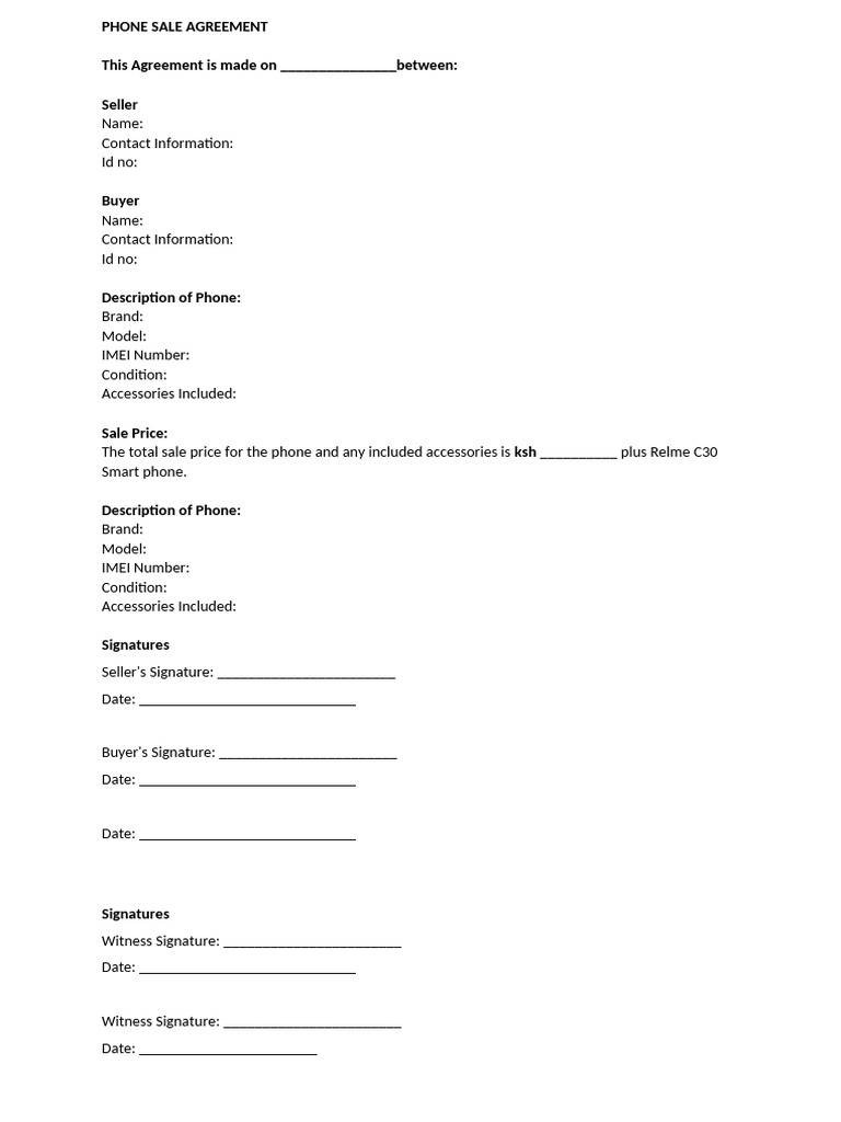 Phone Sale Agreement | PDF