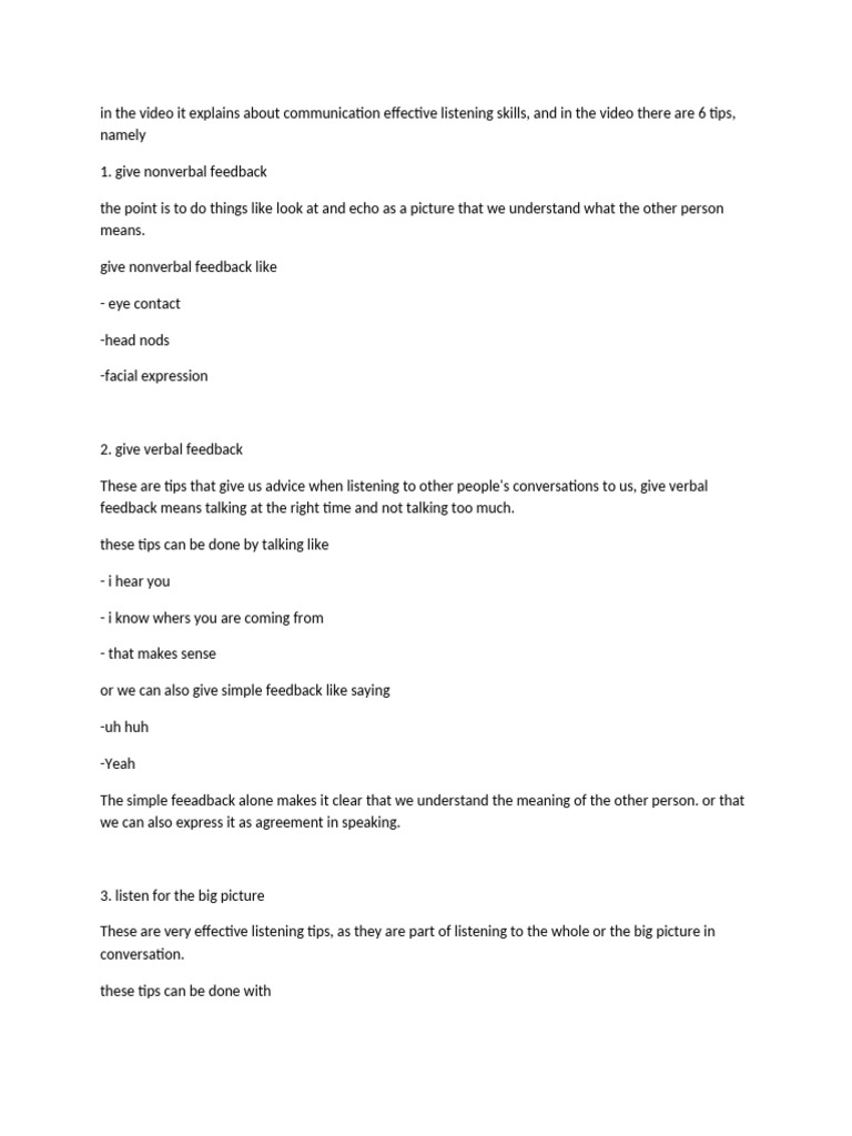 Communication Effective Listening Skills | PDF