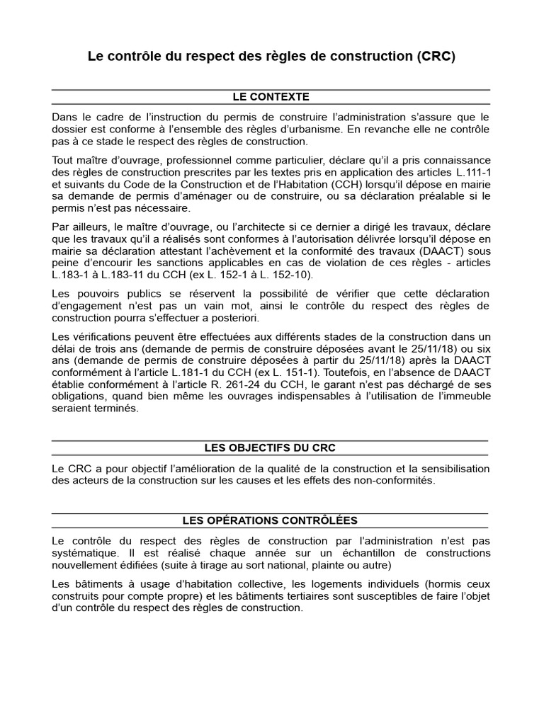 Contrôle du Respect des Règles de Construction | PDF