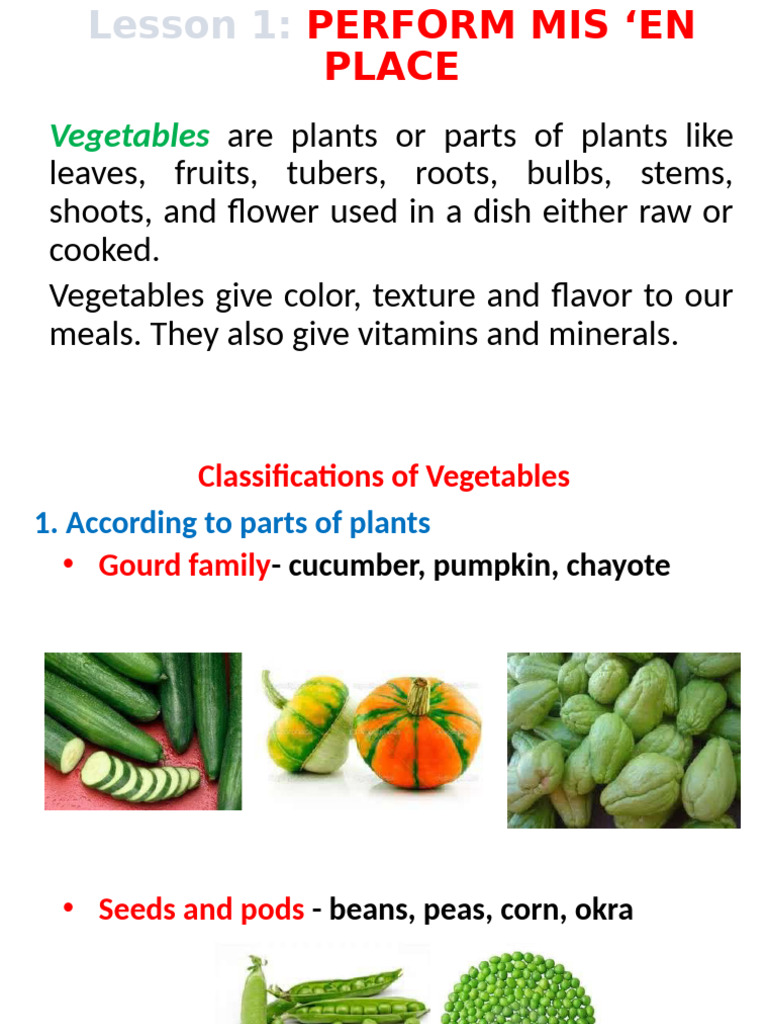 Vegetable Classification Overview | PDF | Vegetables | Fruit