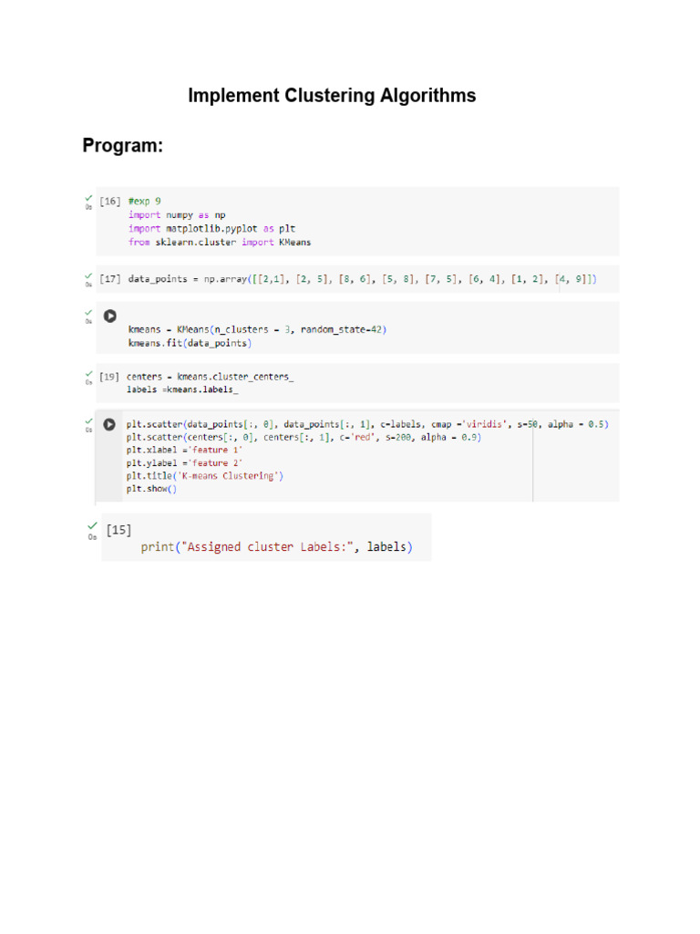 9) Implement Clustering Algorithms | PDF