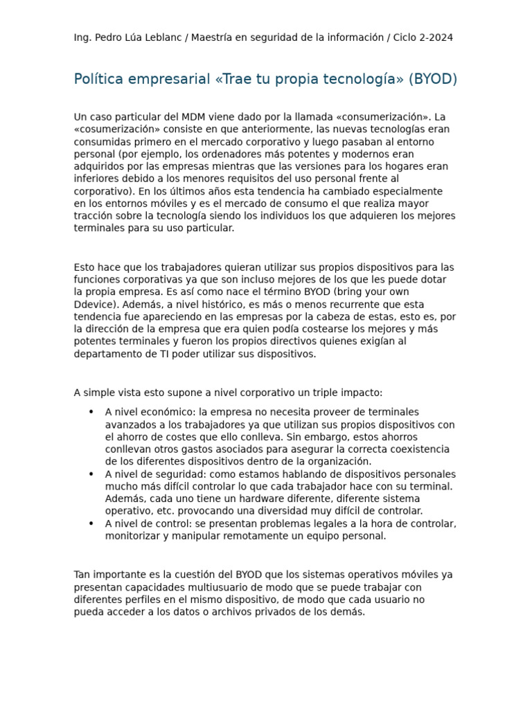 Estrategias y Riesgos del BYOD en Empresas | PDF | Business | Seguridad ...