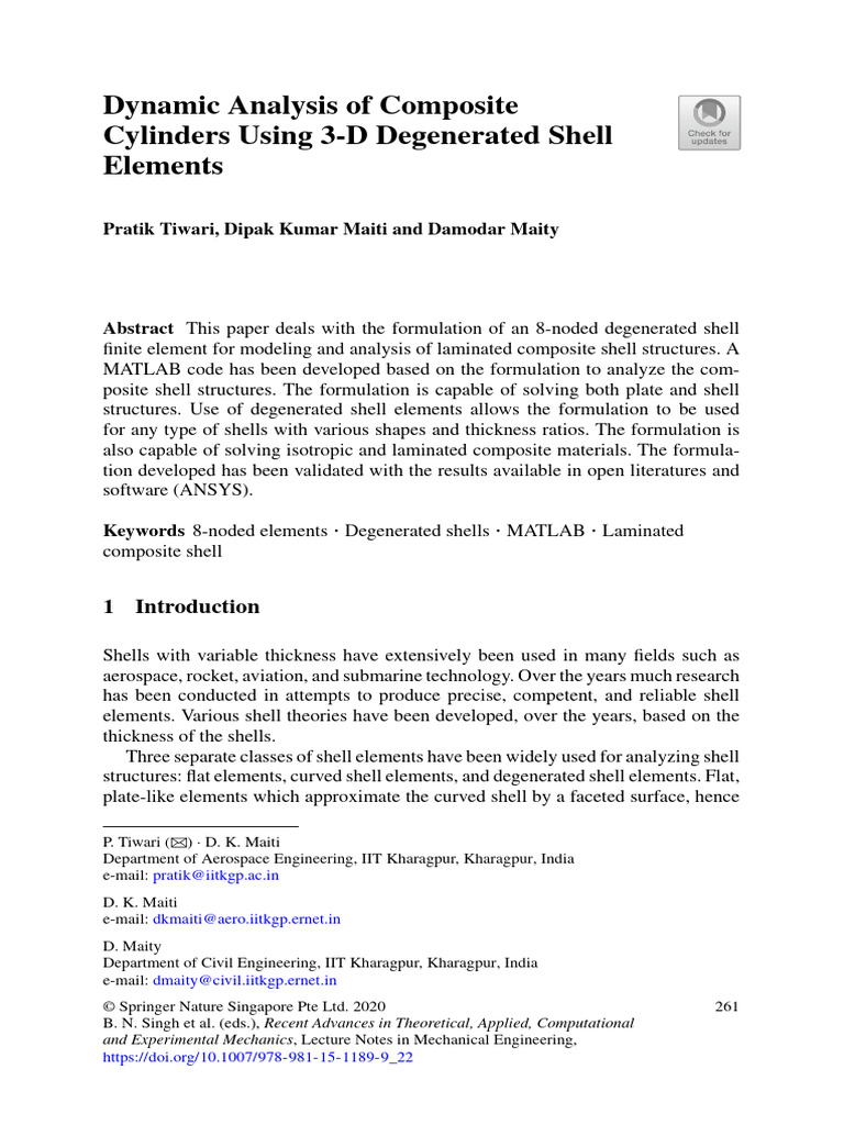 Dynamic Analysis of Composite Shells | PDF | Bending | Composite Material