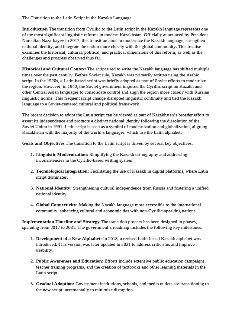 The Transition To Latin Script in Kazakh | PDF | Latin Script | Kazakhstan