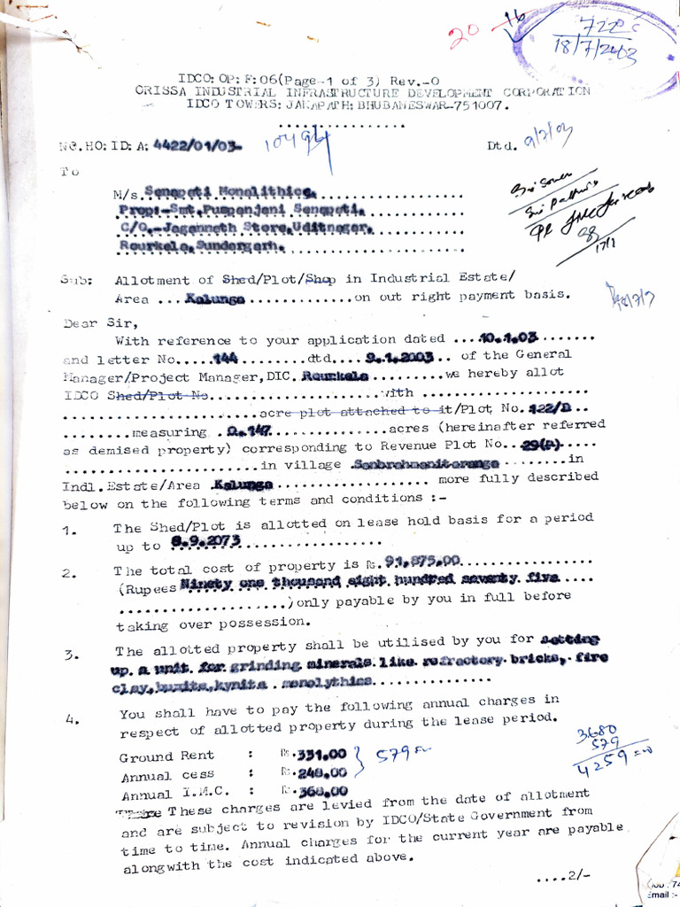 IDCO Property Allotment Agreement | PDF